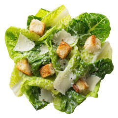 Caesar salad with romaine lettuce croutons and parmesan cheese fresh healthy food on transparent background