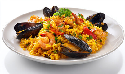 Delicious Seafood Paella with Shrimp and Mussels