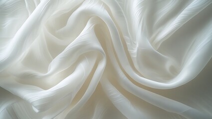 Obraz premium Elegant draped white silk fabric texture