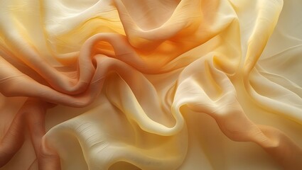 Abstract draped fabric in warm yellow and orange tones