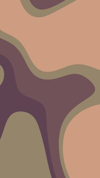 Abstract design with overlapping shapes in brown, green, and purple, ideal for backgrounds, textiles, packaging, and print collateral projects.