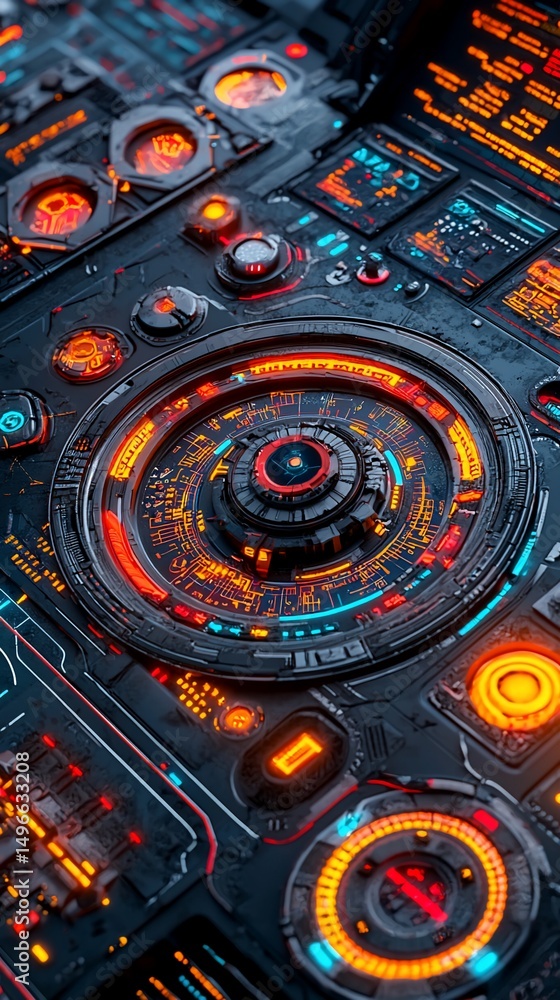 Aufkleber abstract technological control panel showcasing complex futuristic interfaces and designs