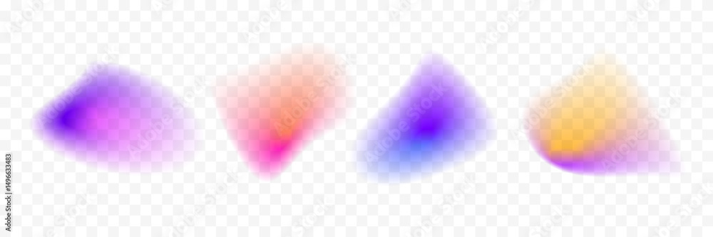 Aufkleber Abstract blur gradient shape set. Pastel colored smooth blob gradation collection. Y2K blurry round aura pack. Bright iridescent fluid liquid bundle for collage, template, badge, sticker. Vector