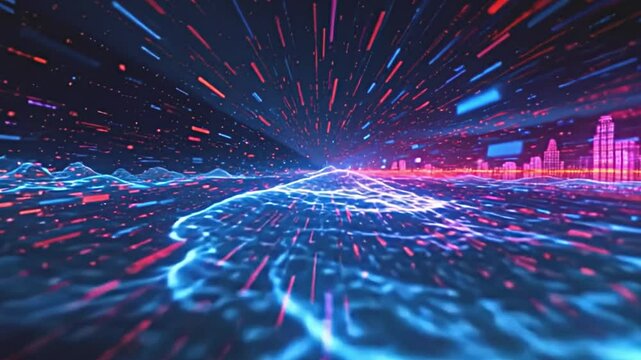 dynamic visual disturbance background, pulsating noise waves, glitchy textures, color overlaps, pixelated visuals, abstract error signals, rich detail, enchanting visual disarray