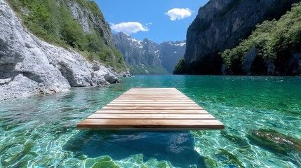 Wooden Pier Over Turquoise Lake Scenic View