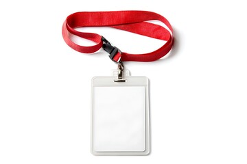A Blank Red Lanyard and Identification Card Holder
