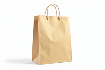 Empty brown paper shopping bag isolated on white background , eco bag, rustic