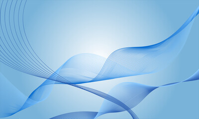 blue light smooth lines wave curves on soft gradient abstract background