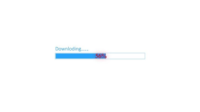 Loading Progress Bar white color animation. Downloading Bar loading Screen neon rectangle on  neon rectangle on black background.