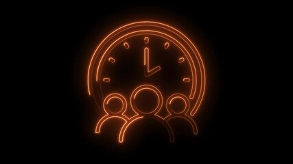 Glowing team meeting deadline icon on black background animation for business projects - Powered by Adobe