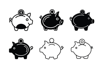 Fototapeta premium Smiling Piggy Bank Cartoon Vector Art