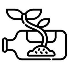 Potted plant. This is a vector single icon with a dashed line style. It is suitable for any purpose, such as website design, mobile app design, logo design, etc.