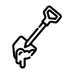 Shovel. This is a vector single icon with a dashed line style. It is suitable for any purpose, such as website design, mobile app design, logo design, etc.