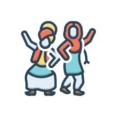 Color illustration icon for bhangra dance