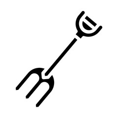 Garden fork. This is a vector single icon with a solid style. It is suitable for any purpose, such as website design, mobile app design, logo design, etc.