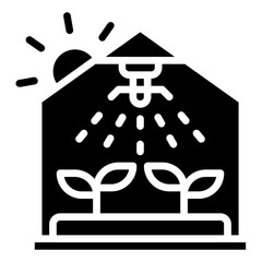 Greenhouse. This is a vector single icon with a solid style. It is suitable for any purpose, such as website design, mobile app design, logo design, etc.