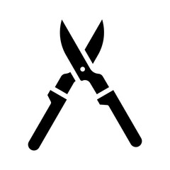 Pruning shears. This is a vector single icon with a solid style. It is suitable for any purpose, such as website design, mobile app design, logo design, etc.