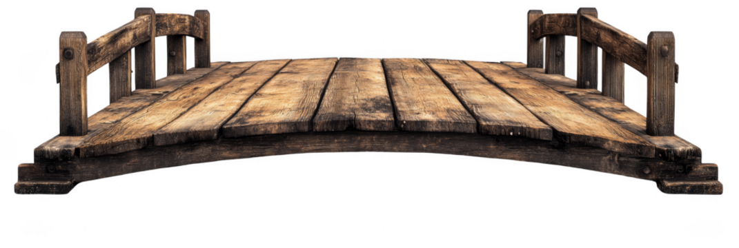 Serene wooden bridge crossing a tranquil stream in a peaceful nature setting capturing rustic charm and natural beauty