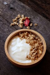 Dairy fresh yogurt milk and granola healthy food