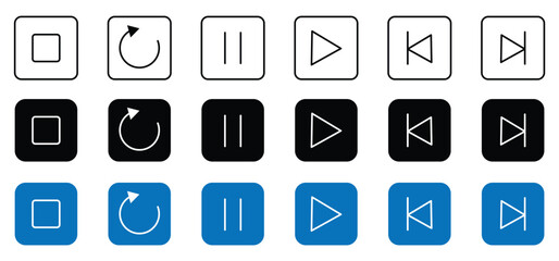 Player Button Icon Set – Playback Control Symbols