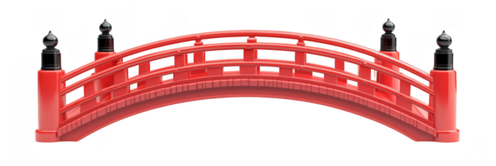 Elegant red footbridge over tranquil water japanese garden decorative structure serene environment close-up view artistic concept for seo impact