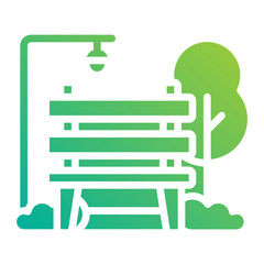 Garden bench. This is a vector single icon with a solid gradient style. It is suitable for any purpose, such as website design, mobile app design, logo design, etc.