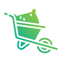 Wheelbarrow. This is a vector single icon with a solid gradient style. It is suitable for any purpose, such as website design, mobile app design, logo design, etc.