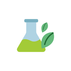 Ecological chemistry conical flask with a subtle leaf element illustration
