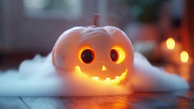 cute pumpkin shaped ghost character hellowen