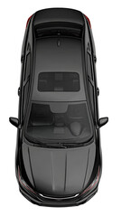 Fototapeta premium Dark Gray Car Overhead View with Sunroof, PNG