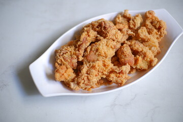 Plate of crispy fried chicken 