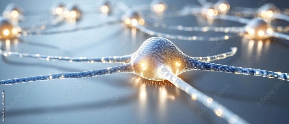 Aufkleber interconnected neuronal network with illuminated nodes representing cellular communication