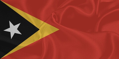 East Timor Flag Waving in The Wind