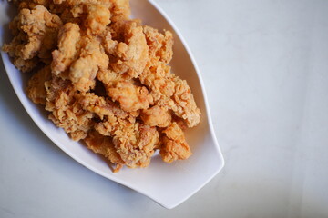 fried chicken in white background 