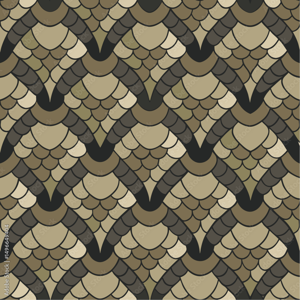 Poster seamless snake skin print vector pattern. reptile leather texture design with realistic scale backgr