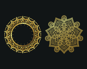 golden Mandala design. Decorative golden mandala. Mandala for henna, mehendi, business card, template, tattoo, Decorative ethnic ornamental elements, card. Spiritual golden mandala	