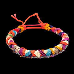 Vibrant Woven Anklet with Bold Contrasting Threads Isolated on Transparent Background