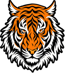 Tiger head vector illustration. Detailed wild animal face artwork