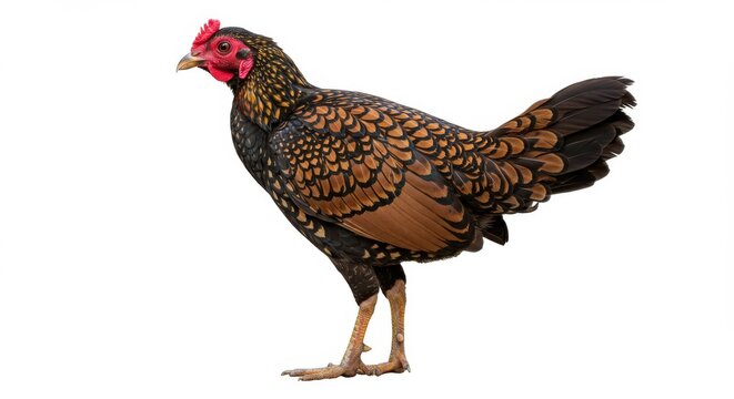 Sebright bantam chicken isolated on white background