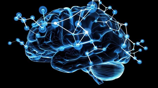 Serotonin Spark: A glowing brain surrounded by floating chemical symbols, representing neurotransmitters that promote happiness and emotional well-being.
