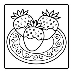 Chocolate-Dipped Strawberries Coloring Page – Bold and Easy Fruit Treat for Kids
