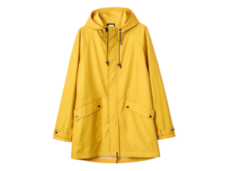Bright Yellow Hooded Raincoat Isolated on transparent background cutout, PNG file, Cutout file