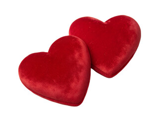 Fototapeta premium Two Red Heart Shaped Objects Isolated on transparent background cutout, PNG file, Cutout file