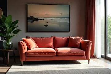 Luxurious velvet sofa adds a touch of elegance and comfort to a modern master bedroom, perfect for relaxation and reading ,  sleep,  sophisticated bedroom,  bedroom furniture