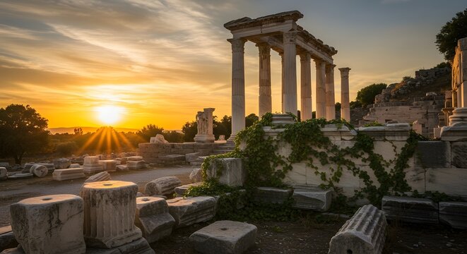 Antient era building inspire with the amazing sunset warm 