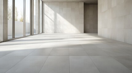 Obraz premium Sunlit Modern Interior: Minimalist Architectural Space
