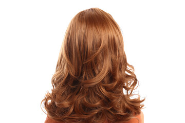 Fototapeta premium Brown adult wig PNG, isolated for styling and creative design purposes.