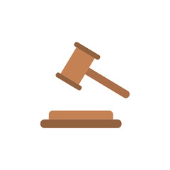 Simple illustration of a wooden gavel resting on a sounding block for legal representation