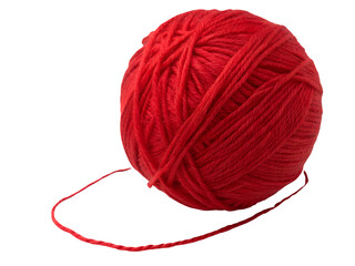 Close-Up of a Red Yarn Ball Isolated on transparent background cutout, PNG file, Cutout file