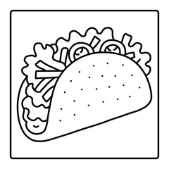 Black and White Taco Illustration – Line Art Style